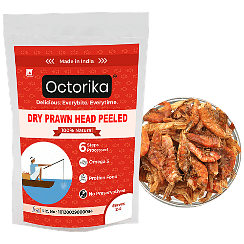 Octorika Head Peeled Dry Prawns - Rich In Protein, Vitamins, 45 g  