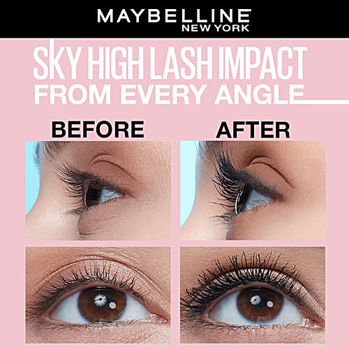 Maybelline New York Lash Sensational Sky High Mascara - With Bamboo Exrtact & Fibres, Waterproof, Lengthening, Volumizing, 6 ml Very Black 