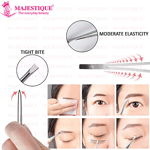 Majestique Tweezer - Anti Skid Design, High Density Capacity, Shape Eyebrows, Pluck Stray Hairs, 1 pc
