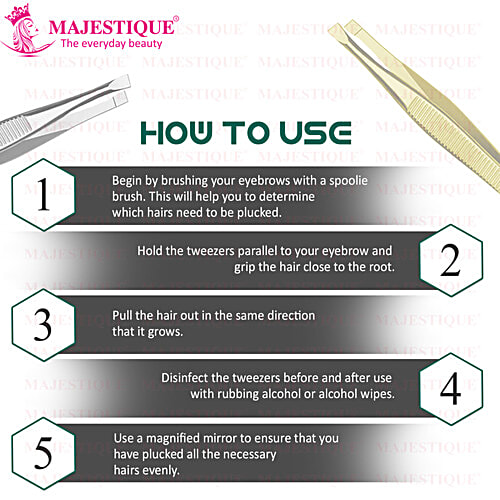 Majestique Tweezer - Anti Skid Design, High Density Capacity, Shape Eyebrows, Pluck Stray Hairs, 1 pc