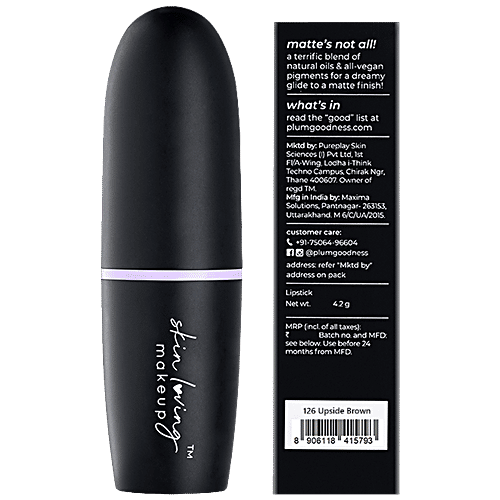 Plum Matterrific Lipstick - Highly Pigmented, Nourishing, Non-Drying, 100% Vegan & Cruelty Free, 4.2 g Upside Brown - 126 