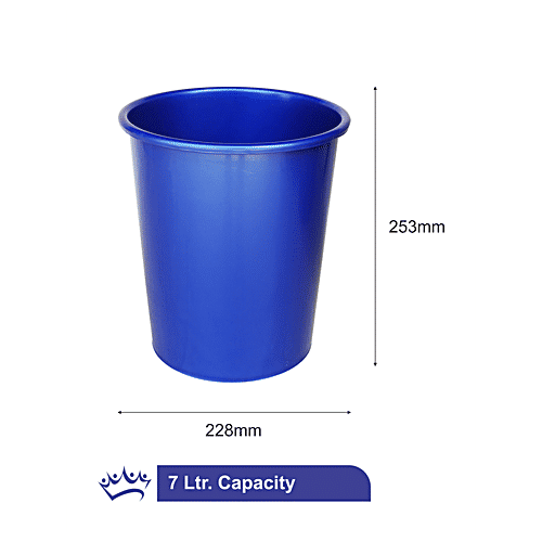 Princeware Waste/Dustbin/Bucket - Deluxe, 100% Virgin Plastic, Strong & Durable, Small, Blue, 7 L (1 pc)