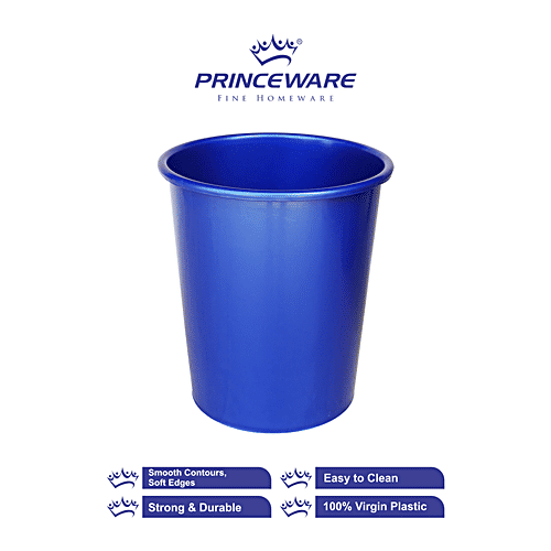 Princeware Waste/Dustbin/Bucket - Deluxe, 100% Virgin Plastic, Strong & Durable, Small, Blue, 7 L (1 pc)