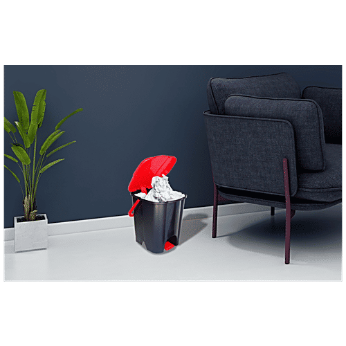 Princeware Garbage Bucket/Dustbin - Square, 100% Virgin Plastic, Strong & Durable, Small, Red, 8 L (1 pc) 