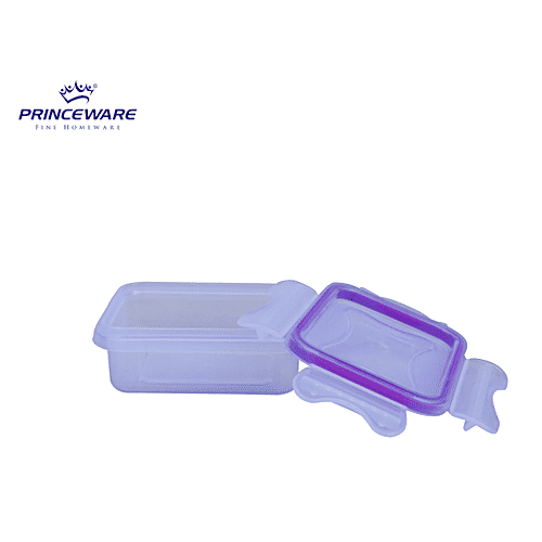 Princeware Click N Seal Rectangular Package Container - Plastic, Leak Proof, BPA Free, 160 ml (1 pc)