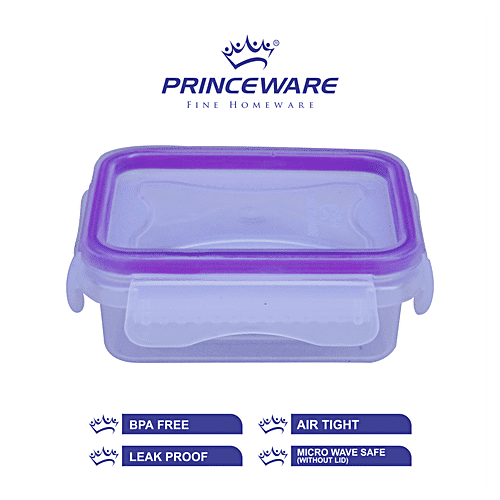 Princeware Click N Seal Rectangular Package Container - Plastic, Leak Proof, BPA Free, 160 ml (1 pc)