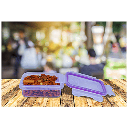 Princeware Click N Seal Rectangular Package Container - Plastic, Leak Proof, BPA Free, 160 ml (1 pc)
