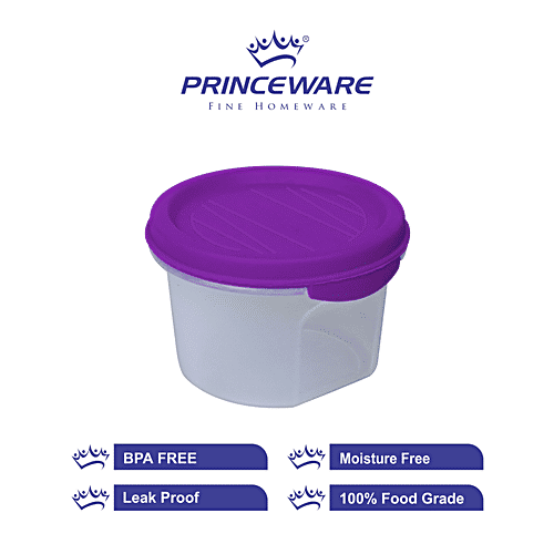 Princeware Easy Store Round Package Container - Plastic, Leakproof, BPA Free, Violet, 225 ml (1 pc)