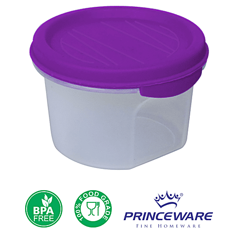 Princeware Easy Store Round Package Container - Plastic, Leakproof, BPA Free, Violet, 225 ml (1 pc)