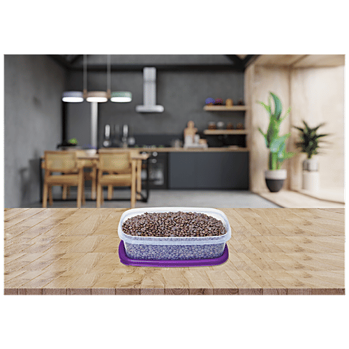 Princeware Store Fresh Rectangular Package Container - Plastic, Durable, BPA Free, Voilet, 475 ml