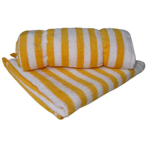 Buy VC Cotton Hand & Face Towel Yellow & White Stripes, Soft, Highly