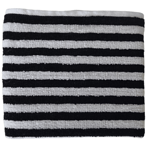 VC Cotton Hand & Face Towel - Black & White Stripes, Soft, Highly Absorbent, 2 pcs  
