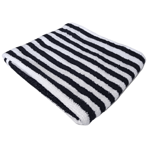 VC Cotton Hand & Face Towel - Black & White Stripes, Soft, Highly Absorbent, 2 pcs  