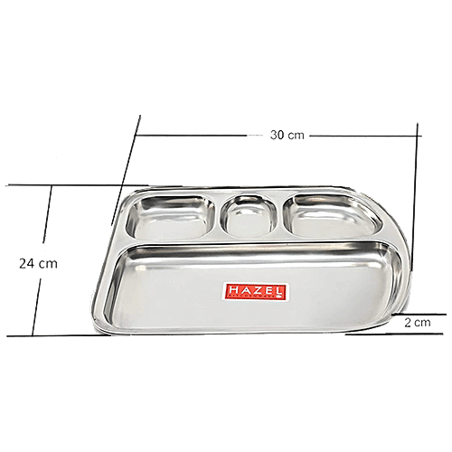 Hazel Stainless Steel Idli/Vada/Dosa Plate Set With Fork & Spoon - Durable, Rustproof, 3 pcs  