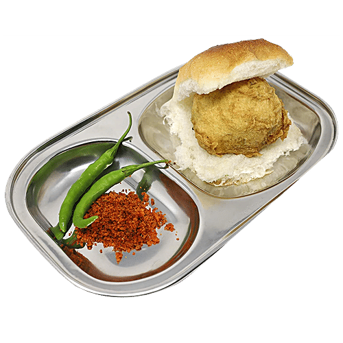 Hazel Steel Compartment/Pav Bhaji/Idli Plate with 2 Sections Divided Mess Tray & Spoon, Silver, 1 pc  