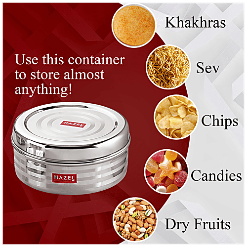 Hazel Stainless Steel SR Puri Dabba Food Container S9 - Food Grade, Durable, 750 ml  