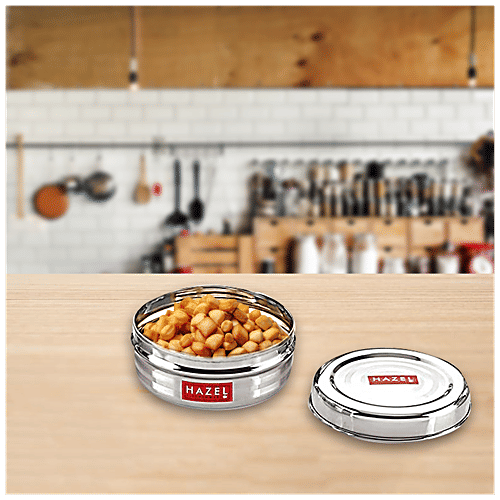 Hazel Stainless Steel SR Puri Dabba Food Container S9 - Food Grade, Durable, 750 ml  