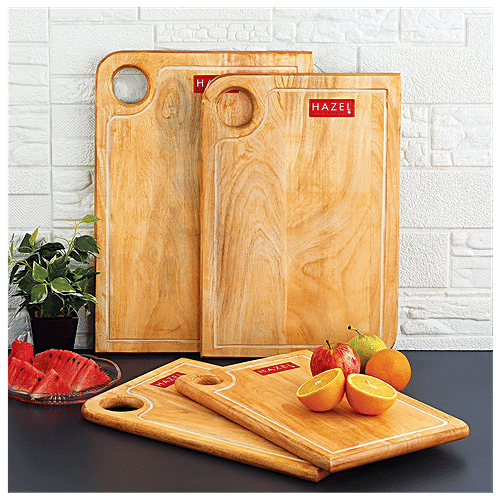 Hazel Neem Wooden Vegetable Rectangle Shape Chopping Board - 23 X 36 cm, 1 pc  