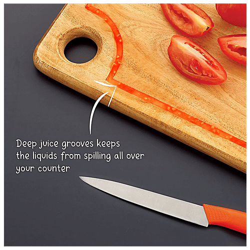 Hazel Neem Wooden Vegetable Rectangle Shape Chopping Board - 23 X 36 cm, 1 pc  