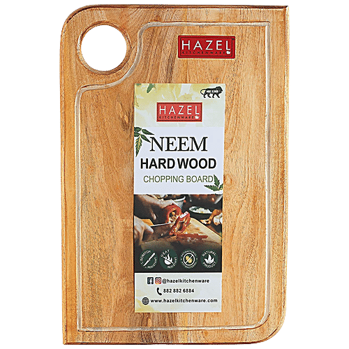 Hazel Neem Wooden Vegetable Rectangle Shape Chopping Board - 23 X 36 cm, 1 pc  