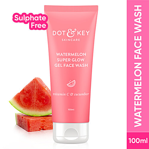 Dot & Key Watermelon Super Glow Facial Gel Cleanser - Visibly Brightens Skin, Unclogs Pores, 100 ml  