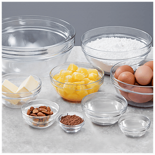 Buy Borosil Stackable Premium Glass Bowl Transparent, Microwave Safe