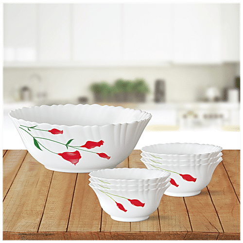Buy Larah by Borosil Diana Opal Ware Pudding Set Microwave Safe