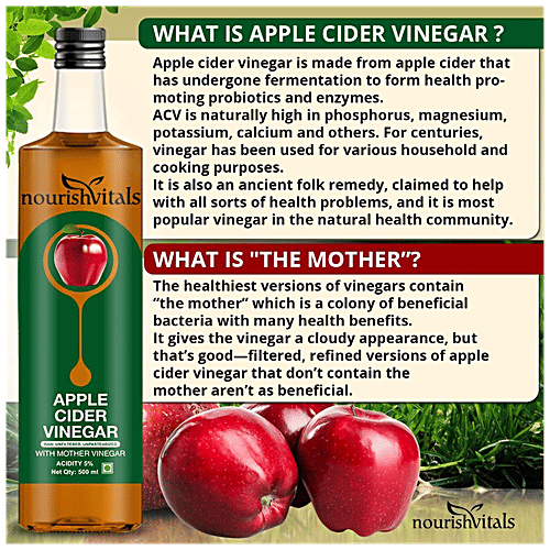 Buy Nourishvitals Apple Cider Vinegar With Mother Vinegar, Acidity 5