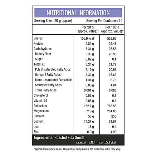 Nourishvitals Flax Roasted Seeds Rich In Fiber & Calcium, Source Of Omega 3, No Added