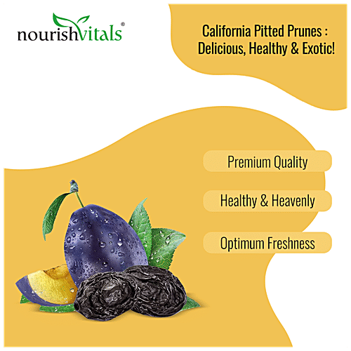 Nourishvitals California Pitted Prunes - Healthy Snack, No Added Preservatives, Rich In Fibre, 200 g