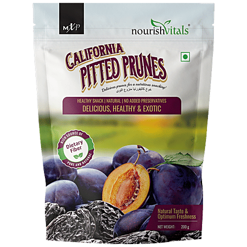 Nourishvitals California Pitted Prunes - Healthy Snack, No Added Preservatives, Rich In Fibre, 200 g