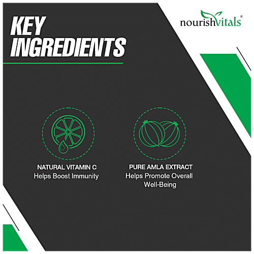 Nourishvitals Amla Vitamin C 500 mg Capsules - With Tannins > 25% Pure Herbs, Rich In Antioxidant, 60 pcs  