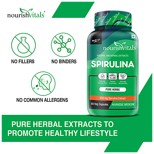 Buy Nourishvitals Spirulina Pure Herbs 500 mg Capsules Naturally