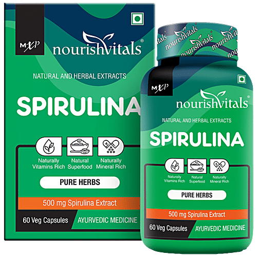 Buy Nourishvitals Spirulina Pure Herbs 500 mg Capsules Naturally