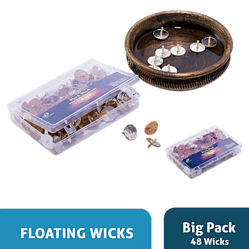 Buy Pujaa Plus Floating Wicks Big, Dipped In High Quality Wax Online