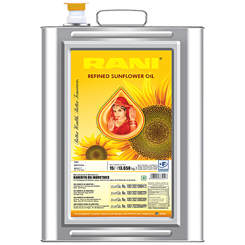 Rani  Refined Sunflower Oil, 15 L Tin 