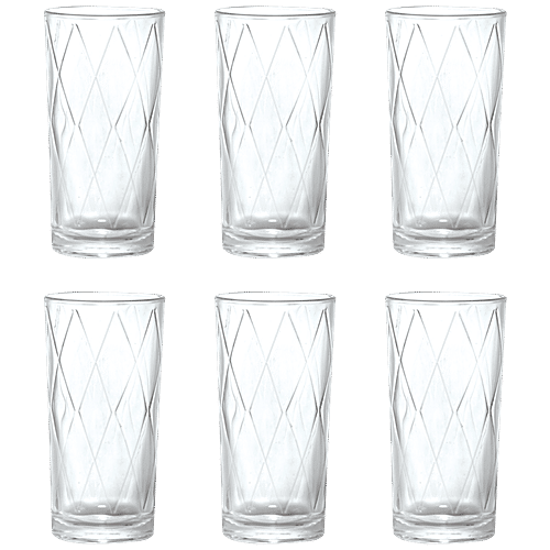 Roxx Diabolic HB Tumbler - Premium Quality Glass, Round, Transparent, 250 ml (Set of 6) 