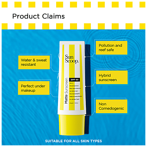 Buy SunScoop Matte Sunscreen SPF 60, No White Cast, Non Comedogenic