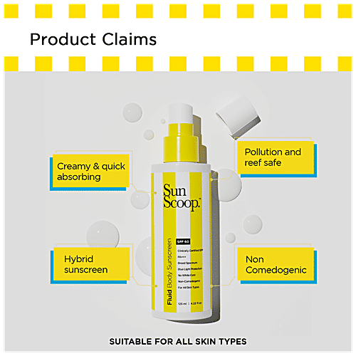 SunScoop Fluid Body Sunscreen - SPF 60, No White Cast, Non Comedogenic, 125 ml  