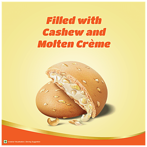 Sunfeast Mom's Magic Cashew Fills, Centre-Filled Cookies With Cashew & Molten Crème - Tea-Time Snack, 75 g Pouch