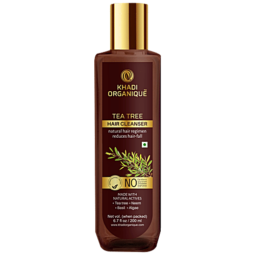 Khadi Organique Tea Tree Hair Cleanser - With Neem, Basil, Reduces Hair Fall, SLS & Paraben Free, 200 ml  