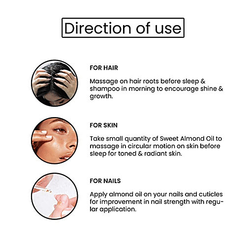 Khadi Organique Sweet Almond Oil - 100% Cold Pressed, For Glowing Complexion, Suits Hair & Skin, 210 ml  