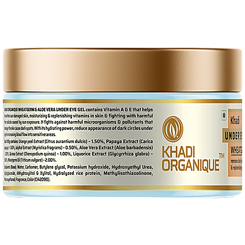 Khadi Organique Under Eye Gel - With Wheat Germ & Aloe Vera Extracts, Removes Dark Circles, 50 g  