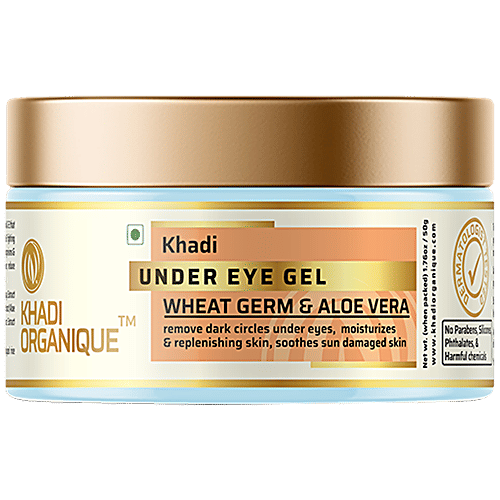 Khadi Organique Under Eye Gel - With Wheat Germ & Aloe Vera Extracts, Removes Dark Circles, 50 g  