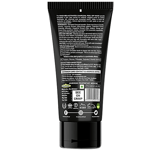 Khadi Men Activated Charcoal Peel Off Mask - With Green Tea & Orange Peel Extract, Removes Dead Skin Cells, 100 g  