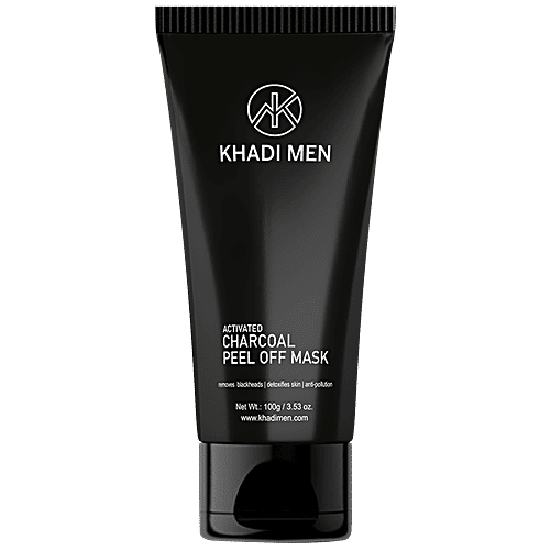 Khadi Men Activated Charcoal Peel Off Mask - With Green Tea & Orange Peel Extract, Removes Dead Skin Cells, 100 g  