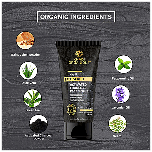 Buy Khadi Organique Activated Bamboo Charcoal Face Scrub 100 