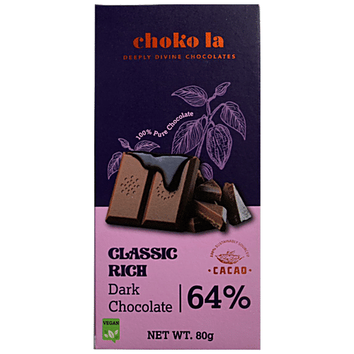 Buy Chokola Classic Rich 64 Dark Chocolate Smooth, Vegan Online at