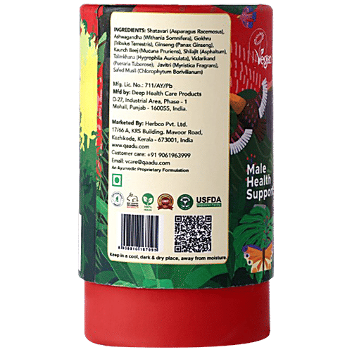 Qaadu Dysiac 500 mg Capsules - Enriched With Safed Musli, Promotes Stamina, Boosts Immunity, 60 pcs  