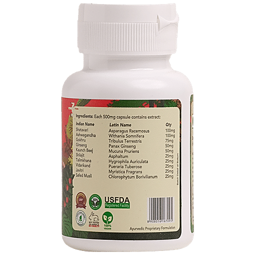 Qaadu Dysiac 500 mg Capsules - Enriched With Safed Musli, Promotes Stamina, Boosts Immunity, 60 pcs  